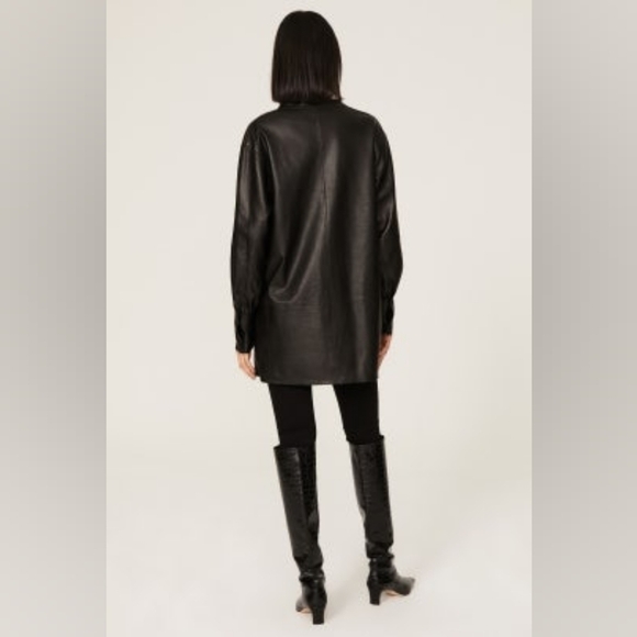 Rebecca Taylor Vegan Leather Tunic Large NWT  Black - Picture 2 of 8